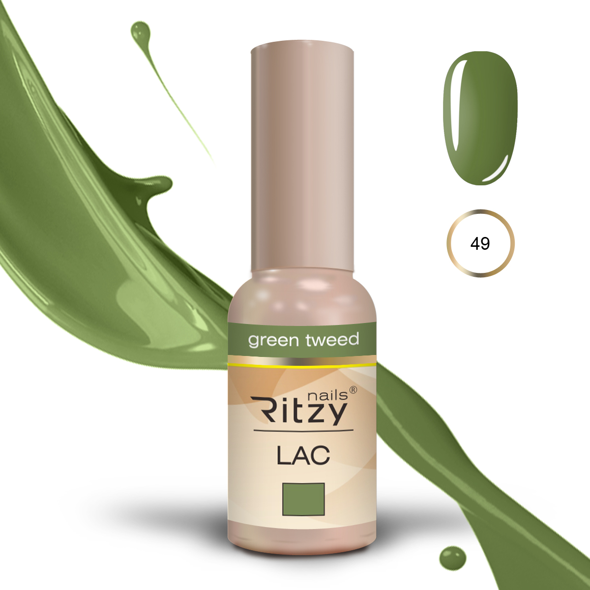 Ritzy Lac 49 Gren tweed gel polish 9 ml